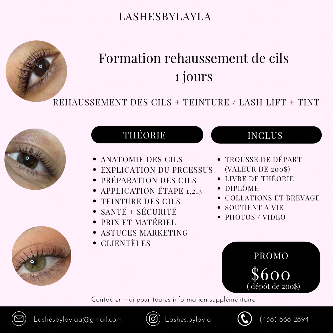Formations rehaussement de cils